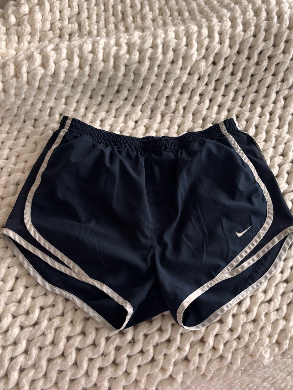 Nike Women's Navy Athletic Shorts with White Trim